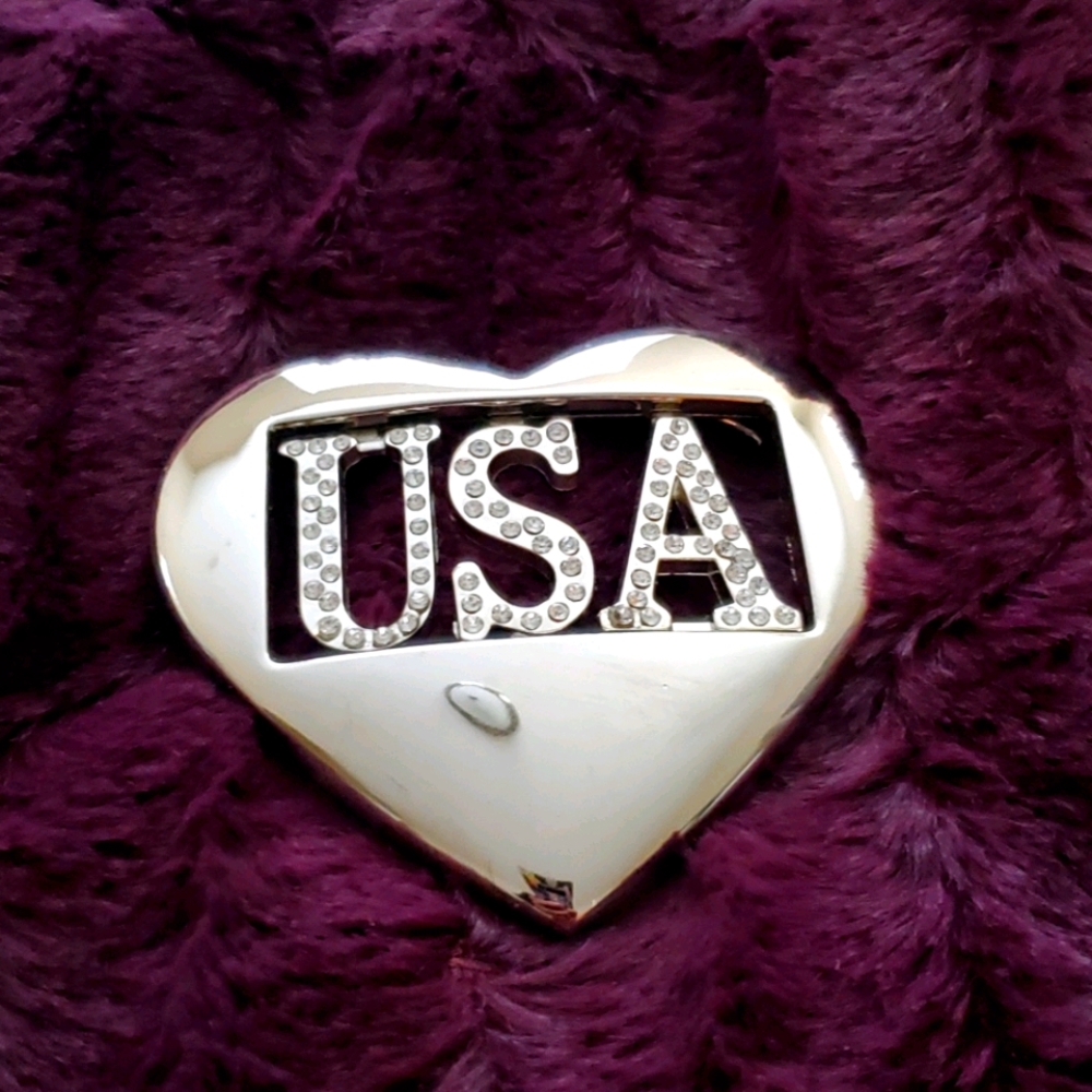 💕 Chrome rhinestone USA removable belt buckle